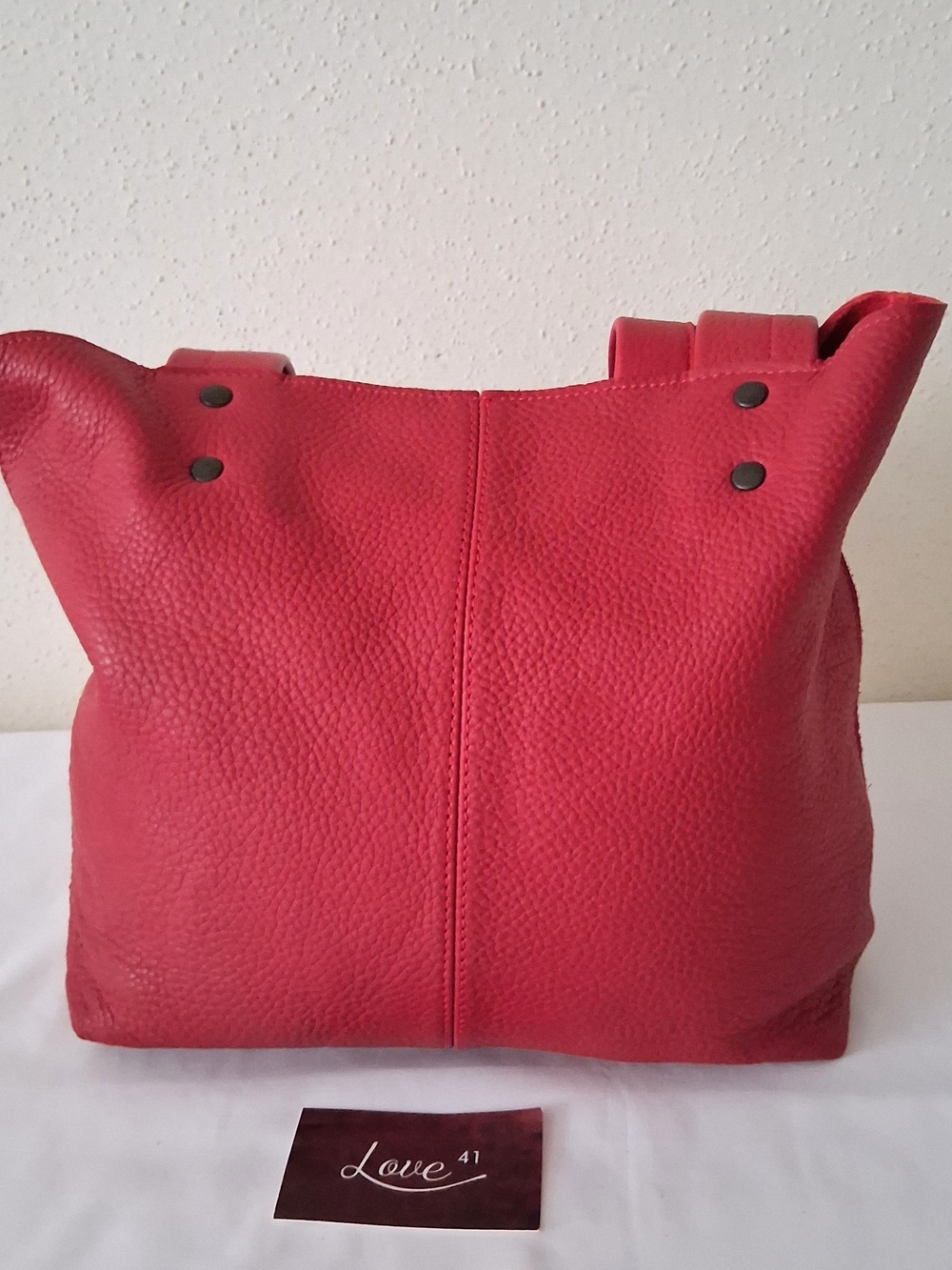 Love 41 Red Pebbled Leather Tote